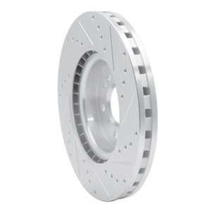 Mercedes-Benz ML350 Brake Rotor (1) - Front Left - R1 Concepts - Drilled & Slotted - Silver - `12-`18